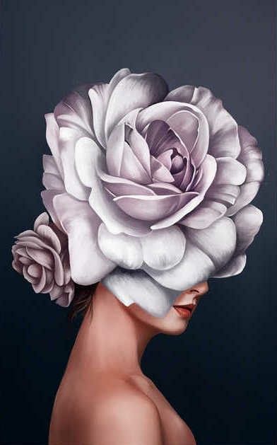 картинка Женщина в шляпе цветке